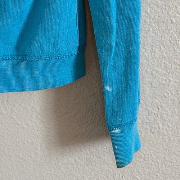 Vintage Y2K Hollister Womens Medium Spellout Turquoise Zip Up Hoodie‎ Preppy - Picture 4 of 8